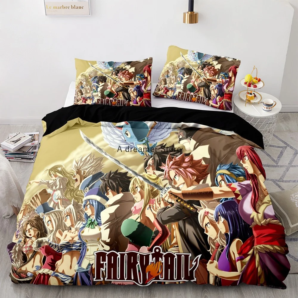 2022 New Style Anime Fairy Tail Duvet Cover Cartoon Kids Bedding Sets With Pillowcases Gift For Friend Decor Home Bedclothes