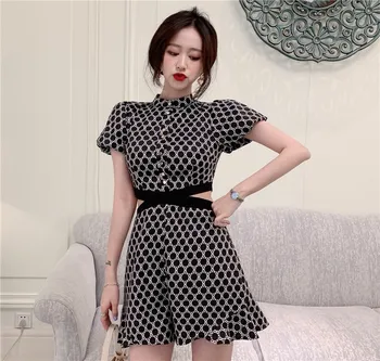 

Fashion 2019 Women Short Sleeve Plaid Print Rompers Fashion Tie Waist Grid Jumpsuit Female Summer Casual Overalls Playsuit