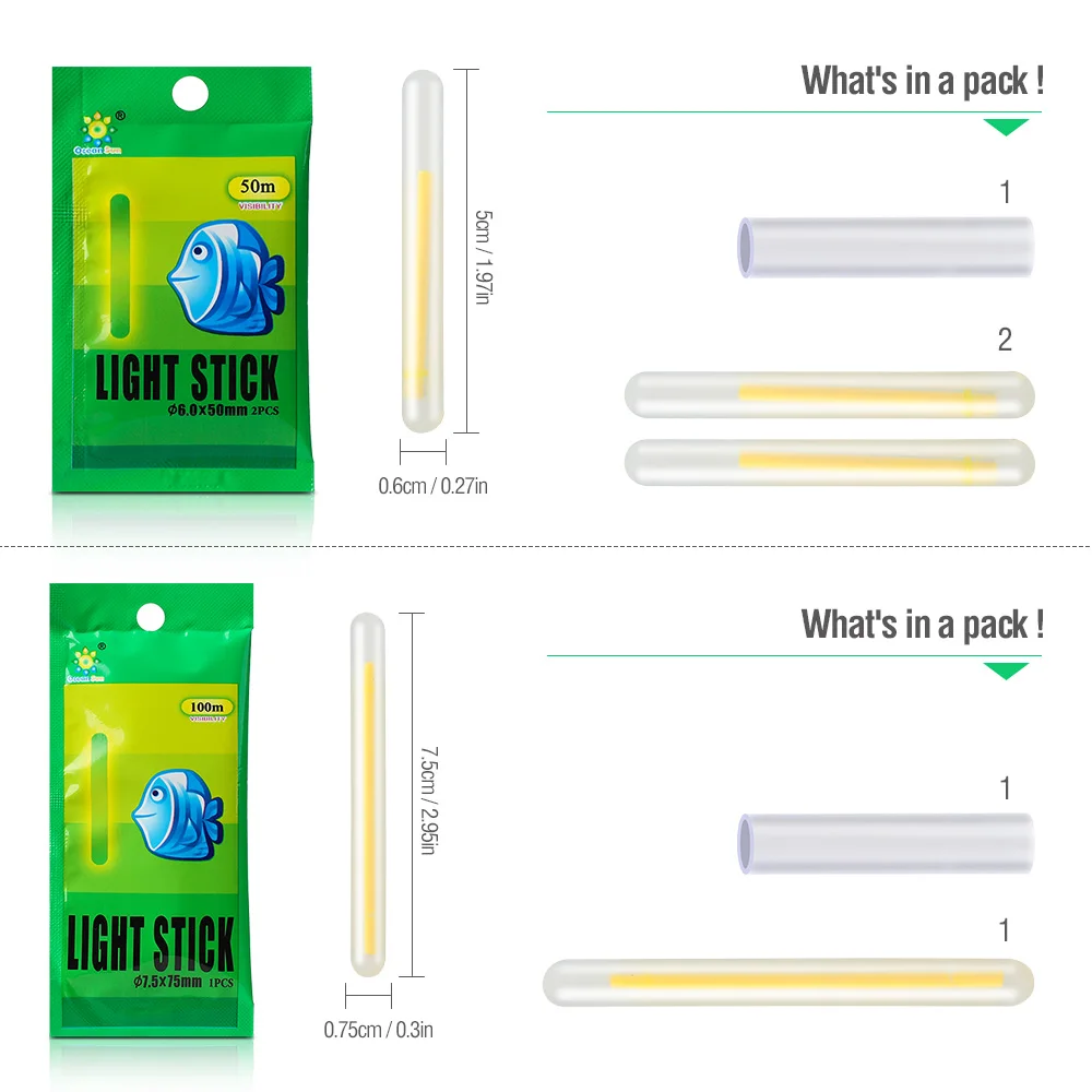 DONQL 510Pcs Fishing Float Light Stick 4.537mm 7.575mm Fluorescent Lightstick Light Night Luminous Fishing Glow Stick Tackle  主图03 (2)