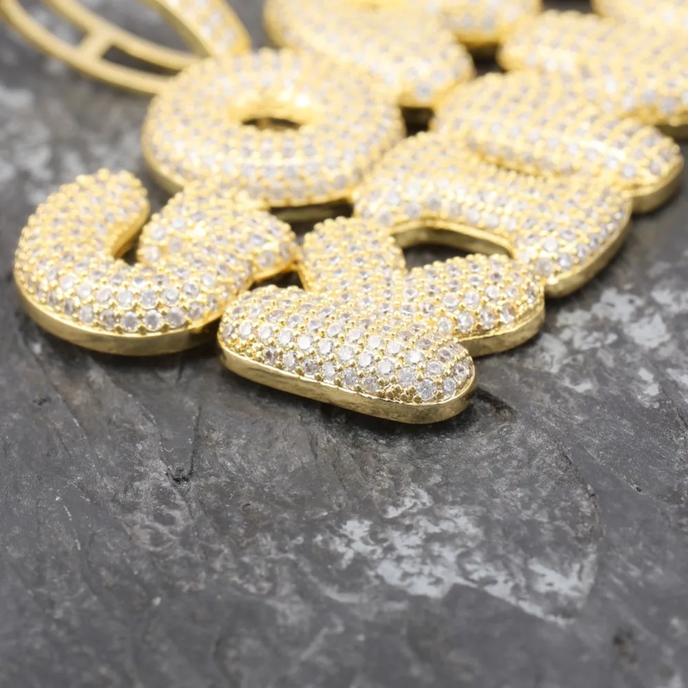 Пользовательское имя Iced Out Bubble цепочка с буквами ожерелья с подвесками для мужчин амулеты Циркон хип-хоп ювелирные изделия с золотой серебряной теннисной цепью