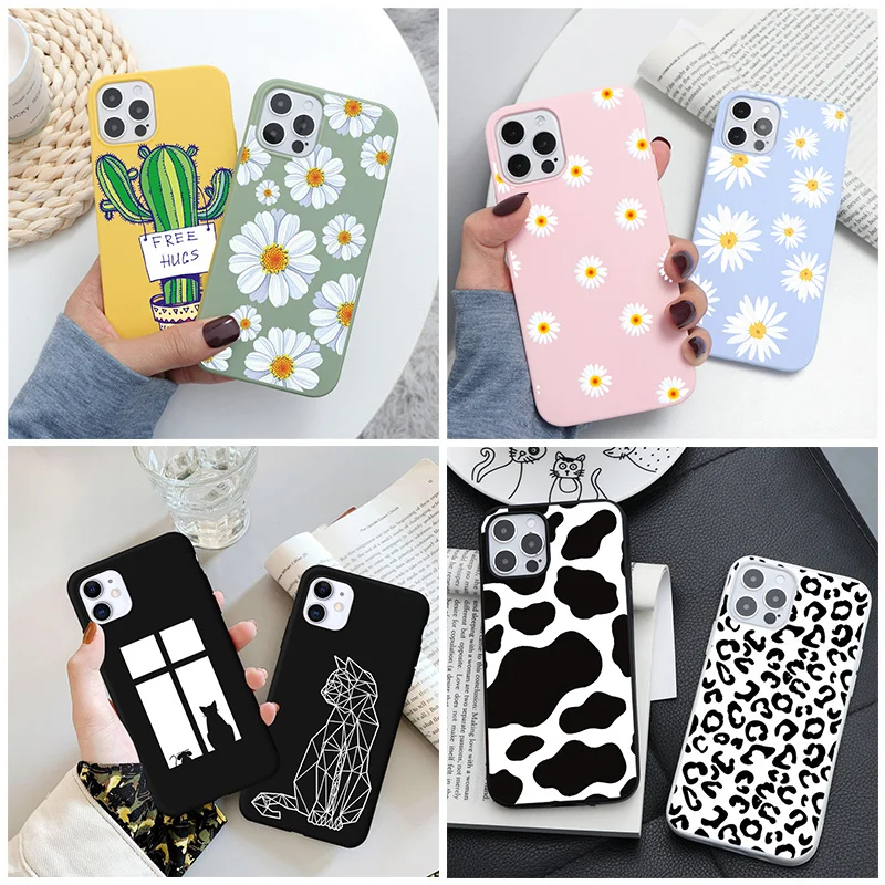 Мягкий чехол из ТПУ для Samsung S21 Ultra S20 FE Lite S8 Plus S7 Edge A02s A41 A12 A91 Note 10 Pro 20 8 9 J6 A8 M31 M51 Cat Daisy