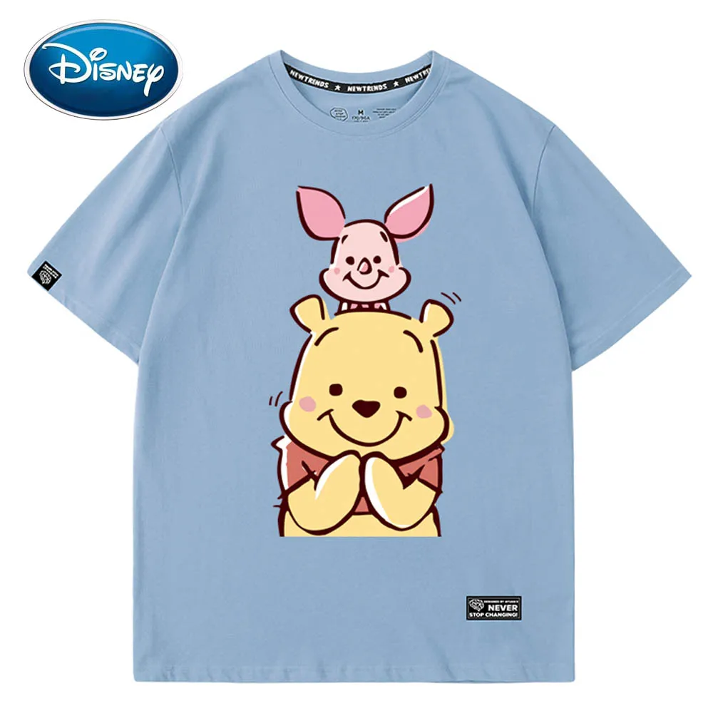 

Disney Stylish Winnie the Pooh Bear Pig Cartoon Print Women T-Shirt O-Neck Pullover Short Sleeve Cute Loose Tee Tops 5 Colors