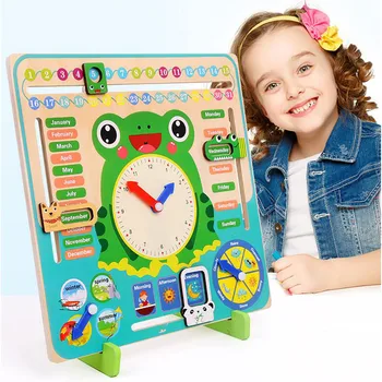 

Fun toy Cognitive toy 2019 New Wooden Calendar Educational Weather Season Toys Clock Early Learning Toy 8.23