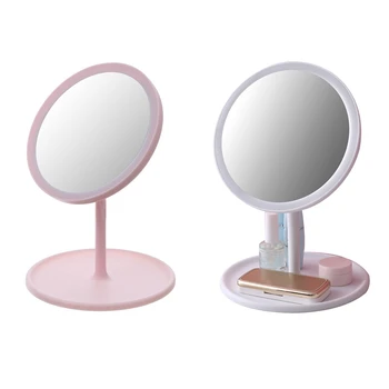 

Desktop LED Smart Touch Screen Three-color Complementary Light Makeup Mirror Desktop Round Bottom Removable Makeup Mirror