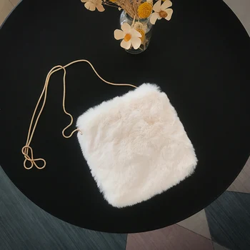 

MABULA Soft Square Messenger Bag Korean Style Rabbit Fur Casual Shoulder Handbags And Purse For Women 2020 New Designer