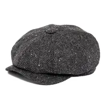 BOTVELA Wool Tweed Newsboy Cap Herringbone Men Women Gatsby White Dot Gray Retro Hat Driver Flat Cap