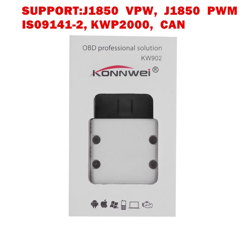 No-Packing KW902 Bluetooth автомобильное диагностическое устройство считывания кода сканер инструмент для системы Android - Цвет: No-Packing