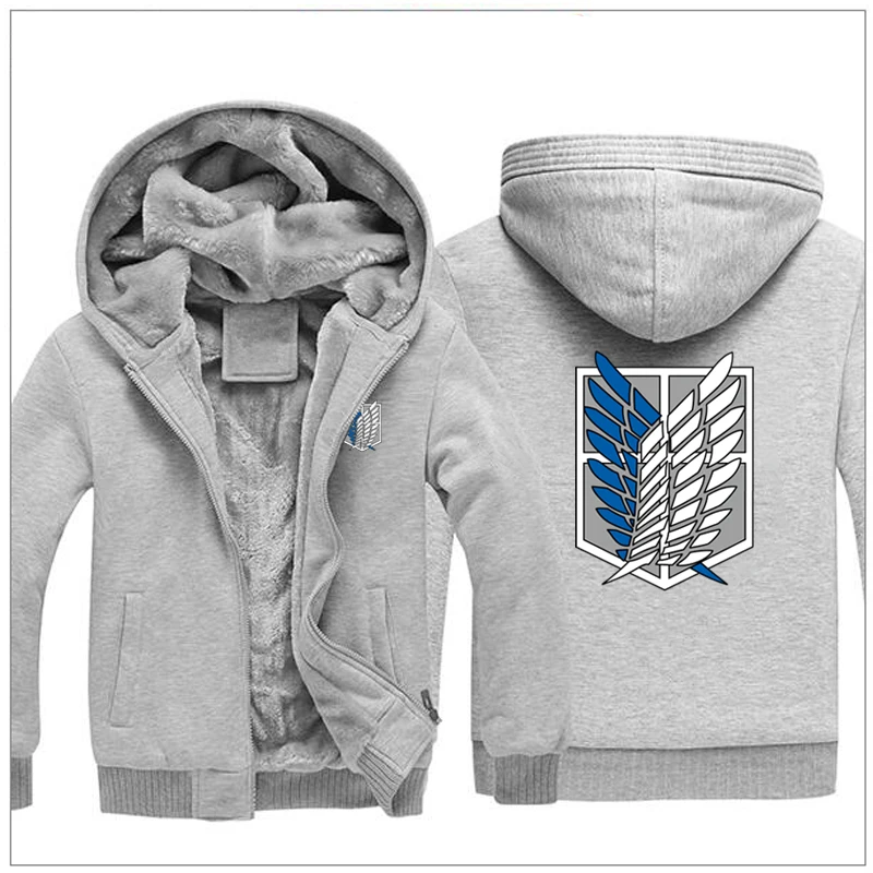 Anime! Attack on Titan Winter Coat Cosplay Costume Fashion Leisure Thickening Hooded Fleece Keep Warm Zipper Tops - Цвет: 3