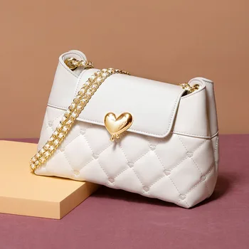 

Just Star New Style for Autumn and Winter Girl's Heart Fashion Shoulder/Crossbody Bag Rhombus Soft Body Square Sling Bag