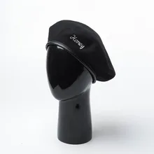 Корейский стиль осень и зима стиль с вышитыми буквами из искусственной кожи регулируемый шнурок шерсть берет живописца Кепка