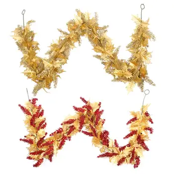 

Artificial Fall Maple Leaves Garland Door Hanging Wreath Plants for Home Garden Wall Fireplace Decoration Accessories