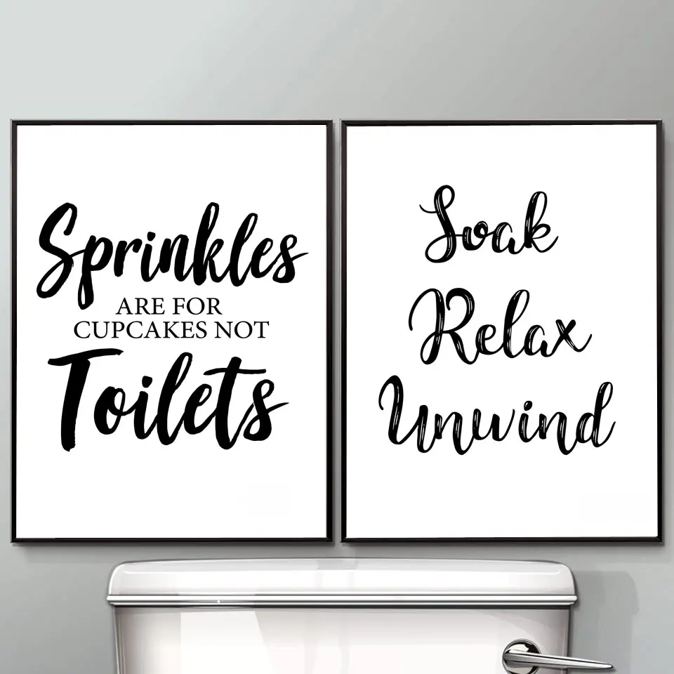 Wall-Art-Canvas-Painting-Funny-Bathroom-Rules-Sign-Nordic-Black-White-Poster-Prints-Toilet-Humour-Pictures