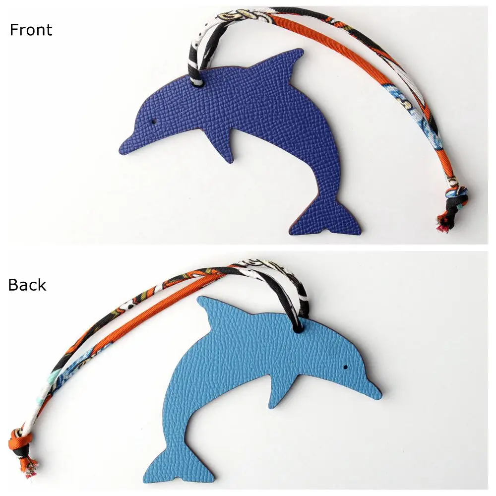 Известный бренд дизайнерский Роскошный натуральный шелк натуральная кожа морской конек собака брелок для рюкзака подвеска животное брелок для женщин сумка Шарм - Цвет: DOLPHIN