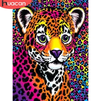 

HUACAN Diamond Painting Leopard Full Sqaure Round Cross Stitch Kit 5D DIY Diamond Embroidery Animal Mosaic Home Decoration