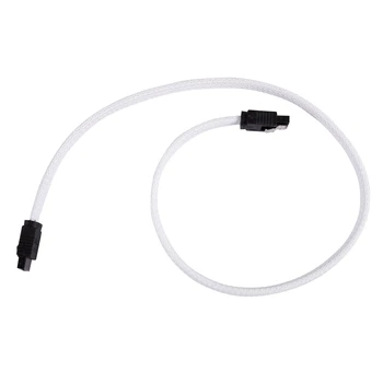 

Hot 50CM SATA 3.0 III SATA3 7pin Data Cable 6Gb/s SSD Cables HDD Hard Disk Data Cord with Nylon Sleeved Premium Version(White)