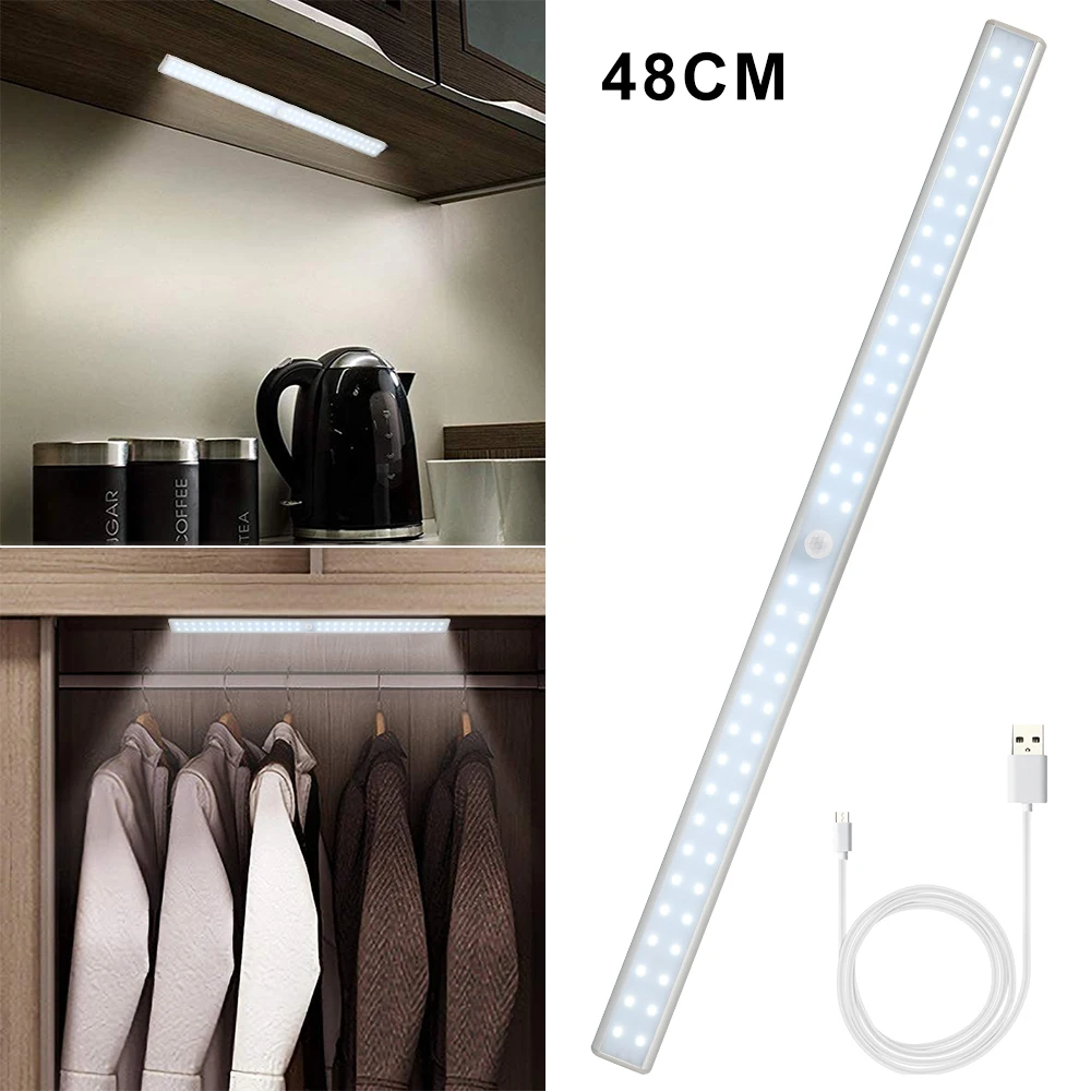 Светодиодный перезаряжаемый usb-шкаф, нижний свет, датчик движения для шкафа Ночная подсветка, шкаф для кухни