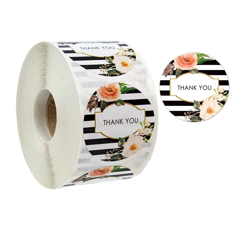 

500 pcs/roll customizable thank you sticker for notebook stationery label diary children decoration