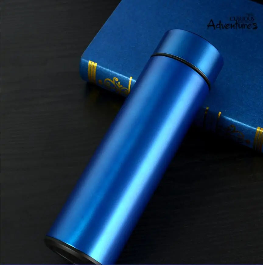 blue 5 цветов, температурный дисплей, Термокружка, 304 нержавеющая сталь, для кофе, чая, горячей воды, интеллектуальная термоизоляционная вакуумная колба - Цвет: blue