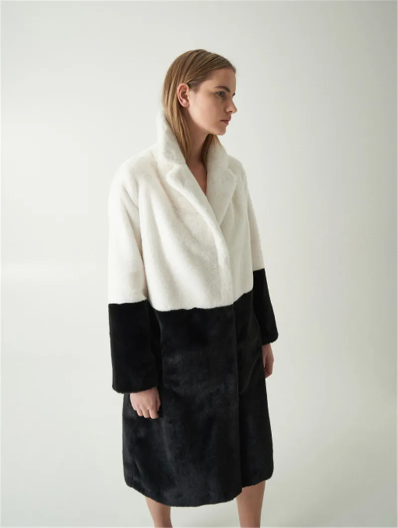 Зимнее женское пальто приталенное повседневное элегантное сплайсированное средняя длинная одежда женская винтажная теплая Толстая овечья шерсть искусственный мех плюшевая одежда-85
