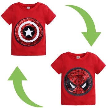 

Boys Sequin Reversible T-Shirts Children Magic Pattern Cotton Casual Clothing Summer Interesting Dinosaur T Shirt Tee Girls Tops