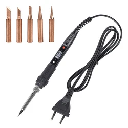 Qhtec – kit de fer à souder avec pointes, avec affichage LCD, température réglable, chauffage en céramique, outils de réparation, 80W 