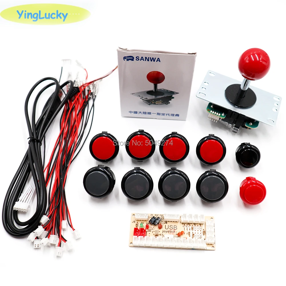 Sanwa Джойстик 8YT, OBSF 24 мм, Комплект Аркады своими руками, аркадный джойстик DIY Kit, USB кодировщик для ПК, для Аркады MAME& Raspberry Pi 3B