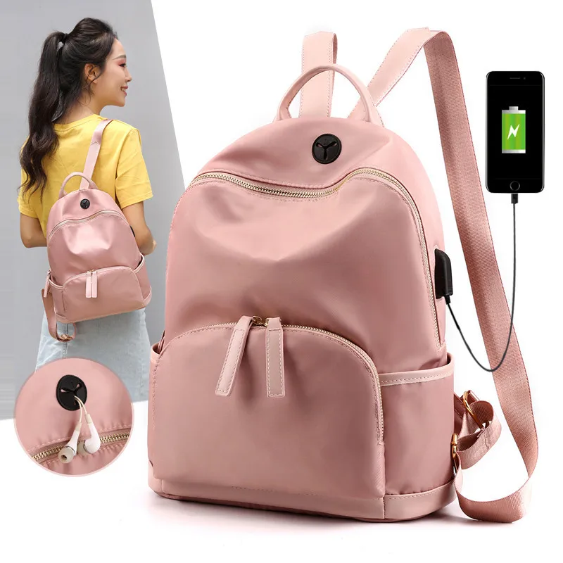 Good Price  Waterproof Backpack Nylon Usb Charge Women Backpack Casual Student Laptop School Shoulder Bags For 