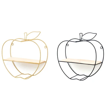 

Nordic Simple Wrought Iron Apple Wall Shelf Home Living Room Decor