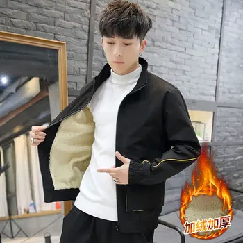 

Winter Hot Sale Men's Jackets Fashion Back Printed Male Coats Turn-Down Collar Black Blue Khaki L-4XL Men's Jackets Coats