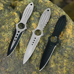 Couteau de poche de plein air, de survie, EDC couteau de chasse fixe en acier inoxydable, couteaux d'auto défense et fourreau 