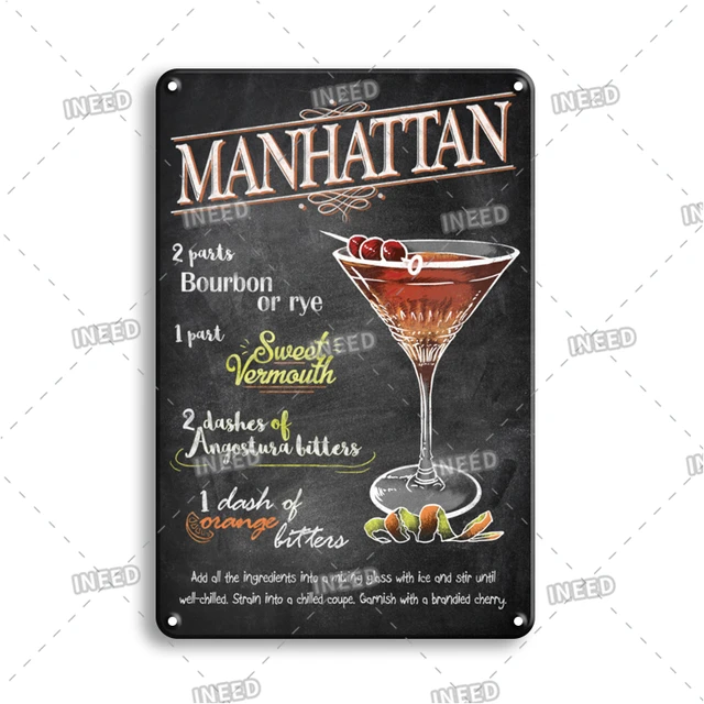 INEED Vintage Metal Tin Sign Decorations Gin & Tonic Cocktail Plate Decorative Poster Plaque Retro Bar Kitchen Home Wall Decor 10544