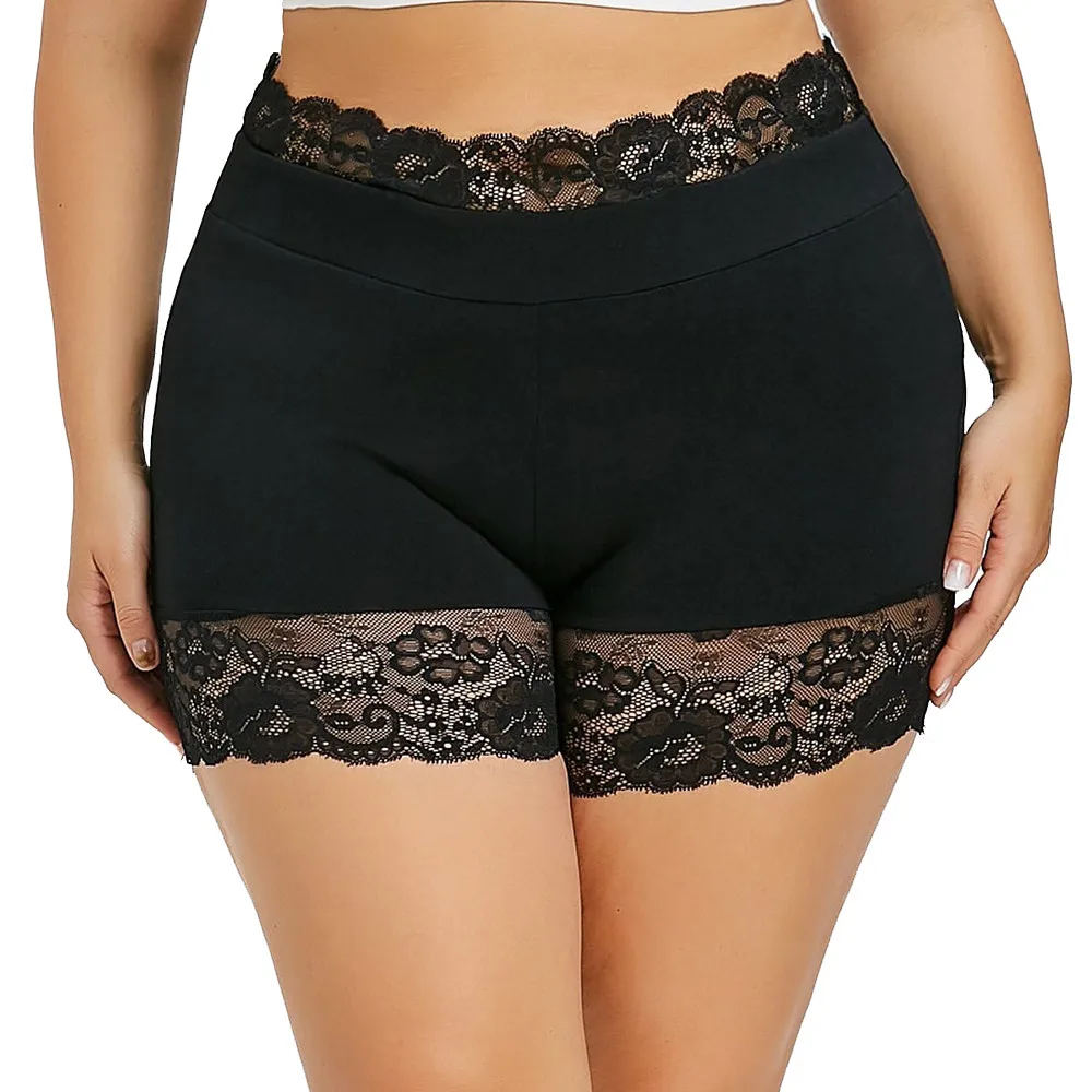 Sexy Underpants Women Boxer Femme Safety Shorts Anti Chafing Solid Black Lace Under Skirt Seamless Comfortable Short Tights Plus