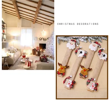 

Christmas Refrigerator Handle Cover Cloth Santa Kitchen Microwave Oven Fridge Door Knob Protector Door Handle Cover Toys