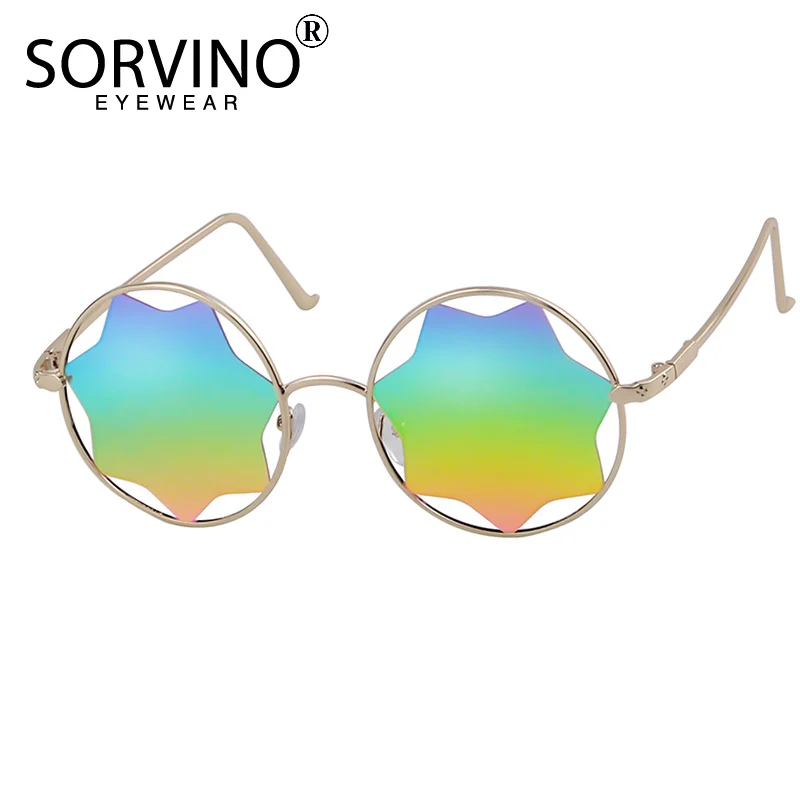 Sorvino Retro Luxury Brand Men Mirror Round Star Occhiali Da Sole Donna 2020 Designer Fashion Festival Anni '90 Grandi Occhiali Da Sole Tonalità P401