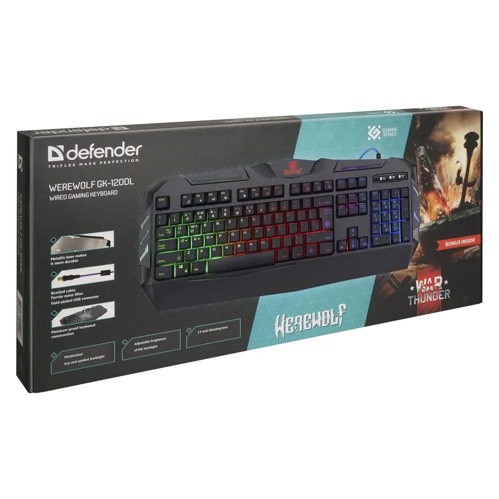 Клавиатура Defender Werewolf GK-120DL RU,RGB подсветка,19 Anti-Ghost