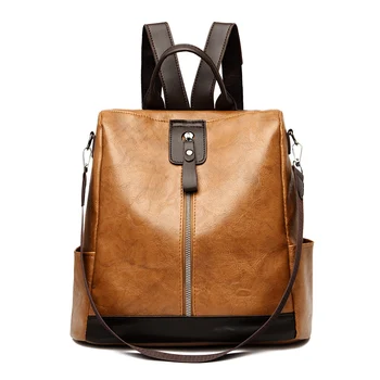 

Retro Backpack Women PU Leather School Bags For Teenage Girls Anti-theft Ladies Detachable Shoulder Strap Shoulder Bag Travel
