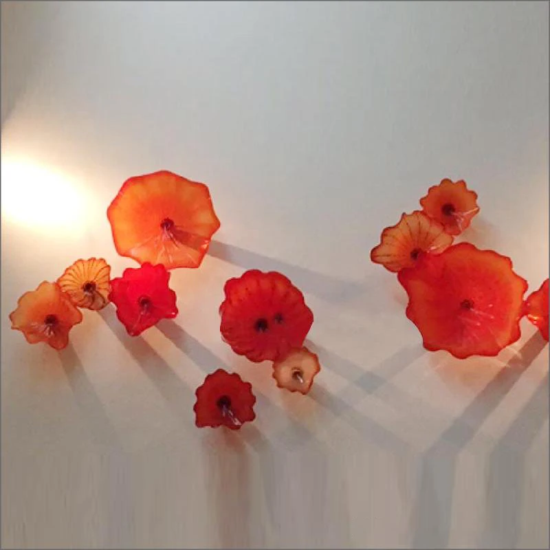 

Hand Blown Glass Wall Lamps Decorative Art Plates Mounted Sconce Top Quality Red Color Platter