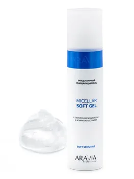 

Мицеллярный cleansing gel with hyaluronic acid and alpha-бисабололом micellar soft gel, 250 ml, aravia professional