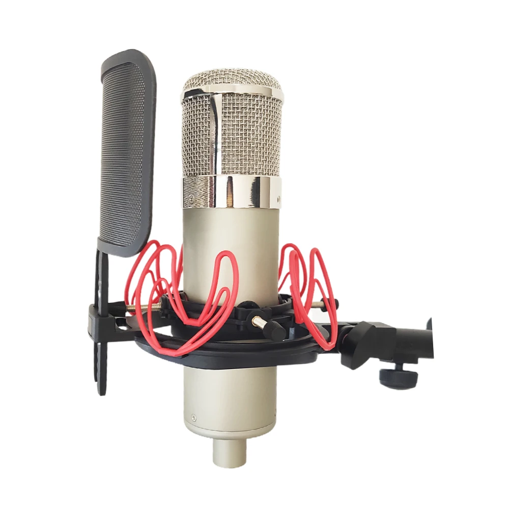 Microfone de Metal Grande Corpo Faça Você Mesmo U87 Condensador Mic Escudo Estéreo Microfone Cardióide Alta Qualidade Siiver Pesado 24cm Htt-u47 - Image 3