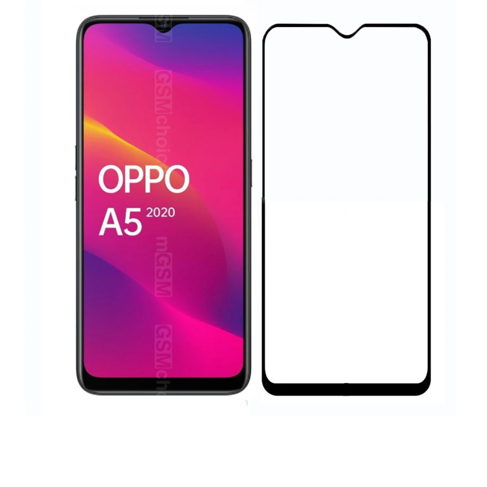 For Oppo A5 2020 Glass Screen Protector case Full Cover Tempered Glass Protective 9H 2.5D Glass Film