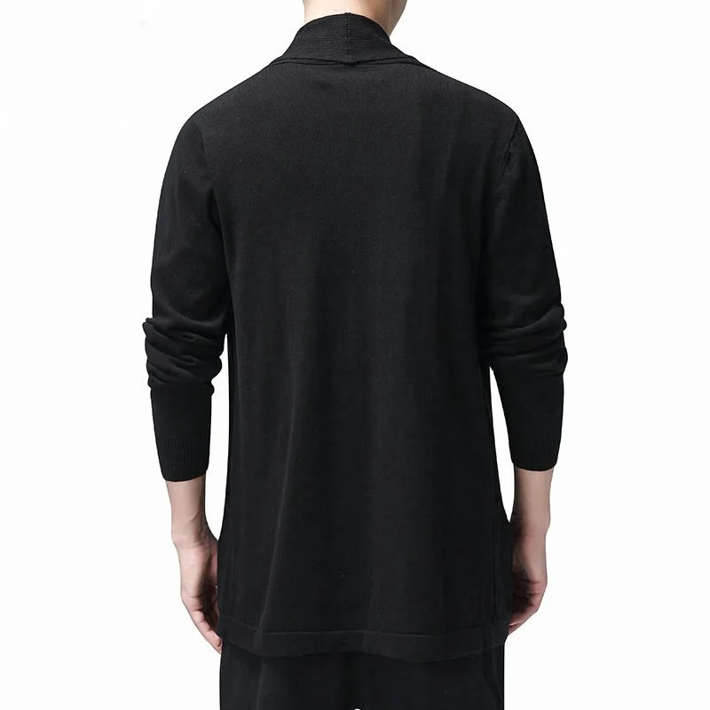 Long Mens Cardigans Jumper Fashion Hombre Cardigan Sweaters Men Coats Casual Slim Long Sleeve Sweater Pull Homme KK3121