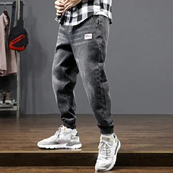 

Japanese Style Fashion Men Jeans Loose Fit Black Gray Denim Cargo Pants Slack Bottom Joggers Pants Streetwear Hip Hop Jeans Men