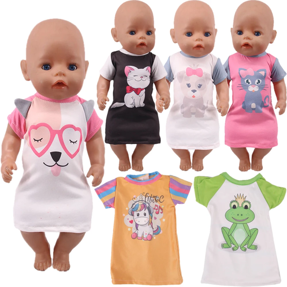 Doll Clothes Animal Shirt For 18 Inch American Doll Girl Toys & 43 Cm Born Baby Clothes & Our Generation Nenuco Reborn Doll