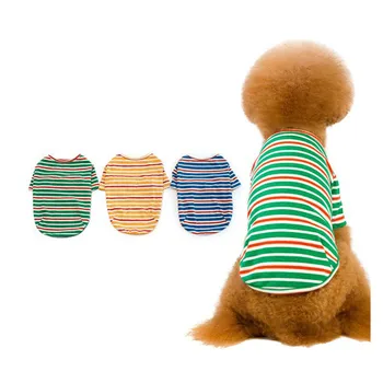 

New Striped Pet Dog Clothes Shirt French Bulldog Teddy Puppy Soft Cotton Pajamas Small Medium Dog Spring Autumn Warm Clothing