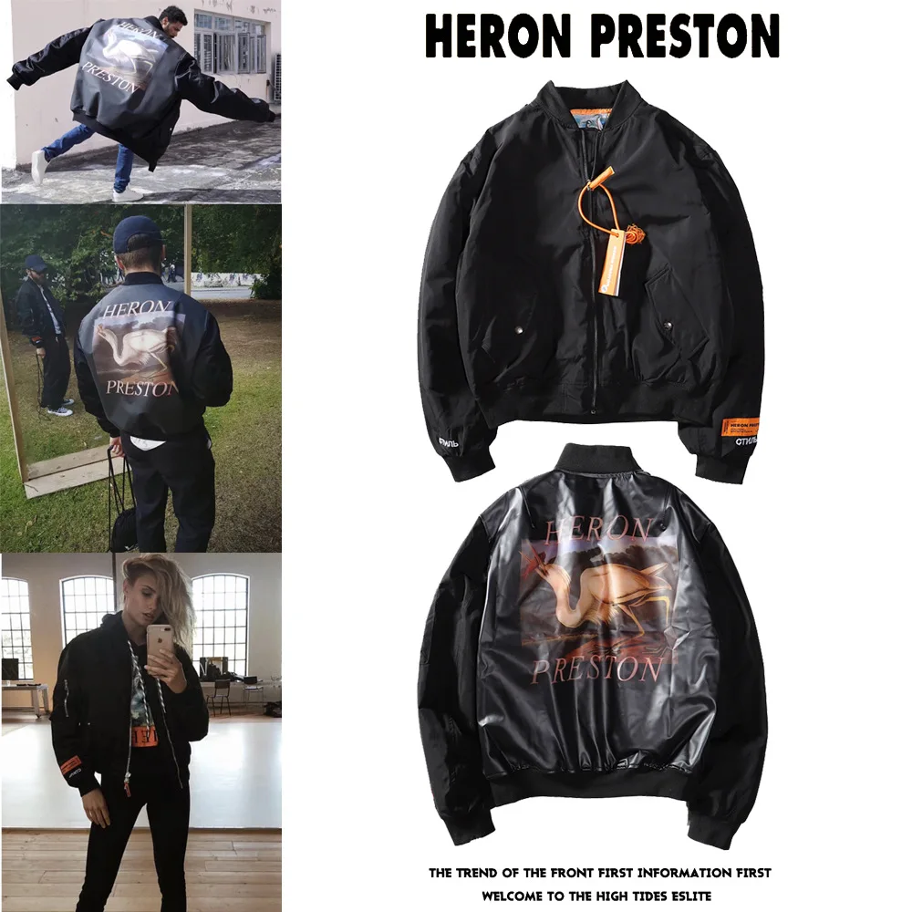 

19fw European And American Streets Popular Brand HP Crane Embroidered Printed MA1 Air Force Flight Jacket Cotton Coat Coat Men A