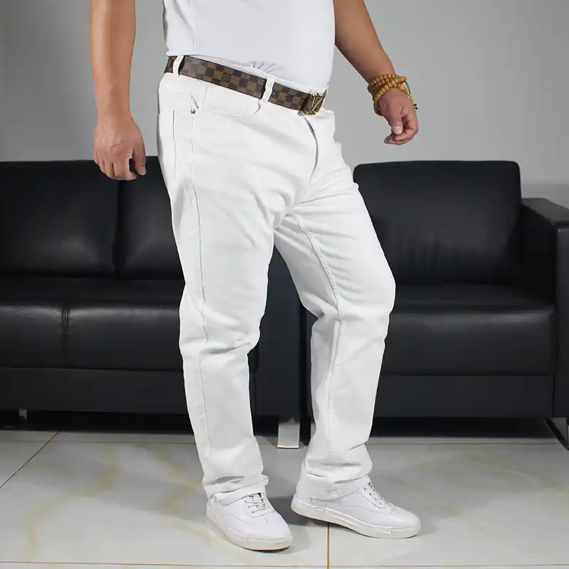 big men white jeans