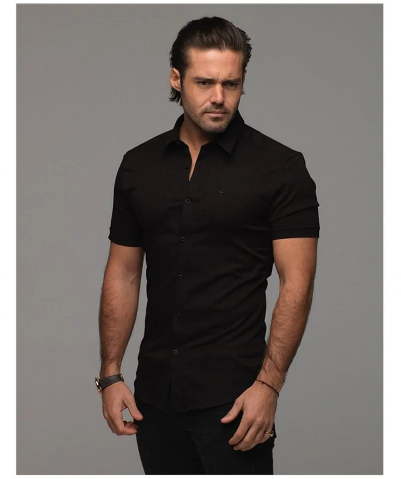 Свободные размеры мужские рубашки летняя брендовая одежда Camiseta Masculina черная белая хлопковая Мужская рубашка с коротким рукавом