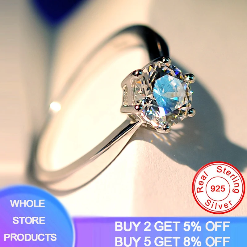 YANHUI With Certificate 1 Carat / 2 Carat Gemstones Zirconia Diamond Ring 925 Sterling Silver Jewelry Wedding Bands for Women YANHUI With Certificate 1 Carat / 2 Carat Gemstones Zirconia Diamond Ring 925 Sterling Silver Jewelry Wedding Bands for Women