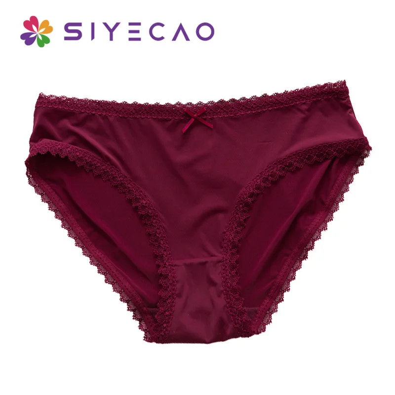 Sexy Panties Underwear Women Seamless Lace Ice Silk Panties Underpants Cute Lingerie Cotton Crotch Briefs Bikini Panty For Girls