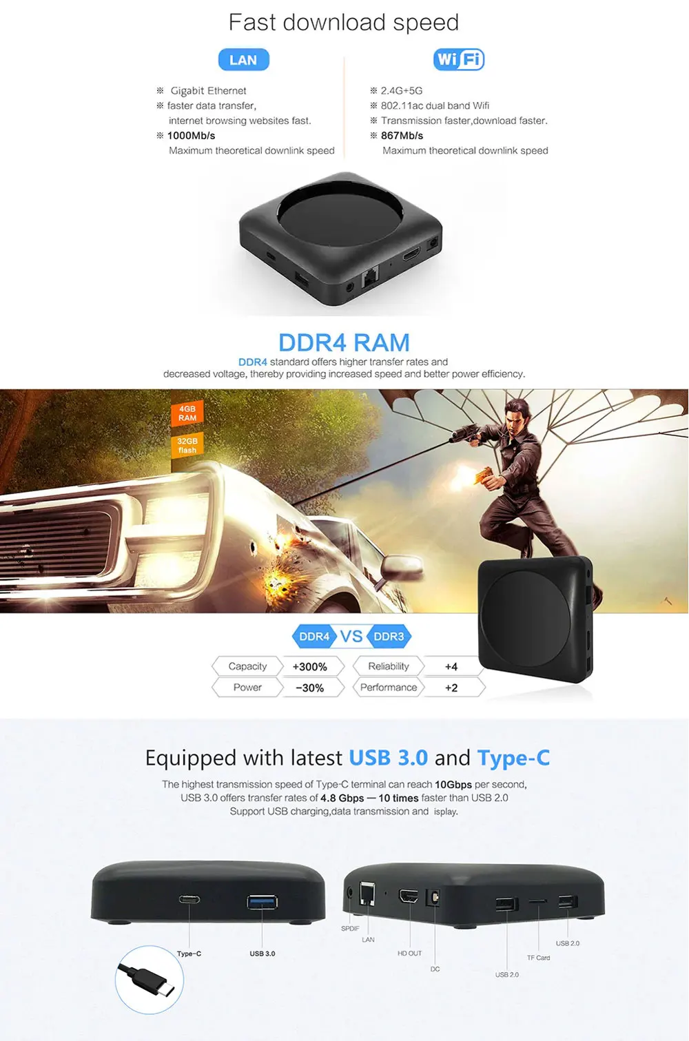 Magicsee N6 Max tv Box 4 ГБ 32 ГБ Android 7,1 Rockchip3399 DDR4 5G Wi-Fi 1000 Мбит/с LAN bluetooth 4,1 4K телеприставка медиаплеер